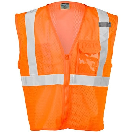 L-XL Orange Class 2 Clear Id Vest
